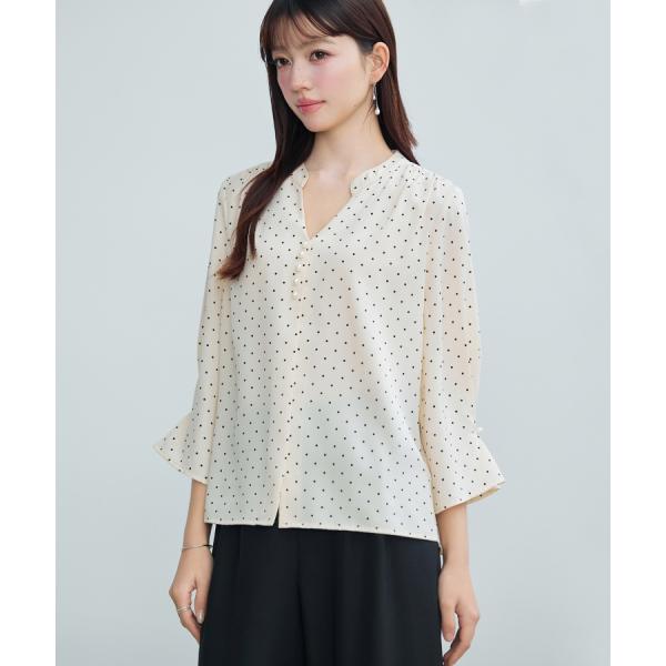 レディース ブラウス シャツ トップス オフィスカジュアル 通勤 七分袖 長袖 ツイル生地 スキッパ...