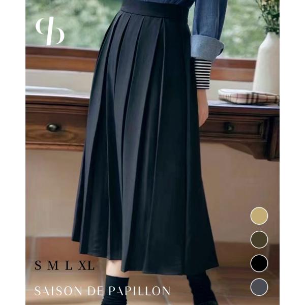 プリーツスカート 春 夏 春夏 レディース プリーツ スカート ミモレ丈 太プリーツ 広がりにくい ...