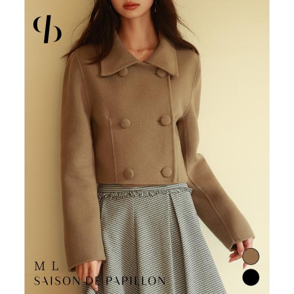 コート ショートコート チェスターコート レディース アウター ウール 暖かい きれいめ ダブルフェ...