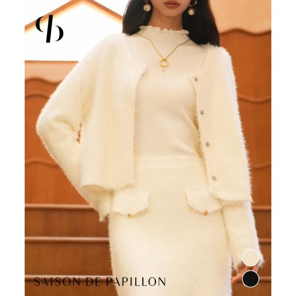 カーディガン ニットカーディガン レディース ニット 長袖 長袖 シャギーニット クルーネック ゆっ...