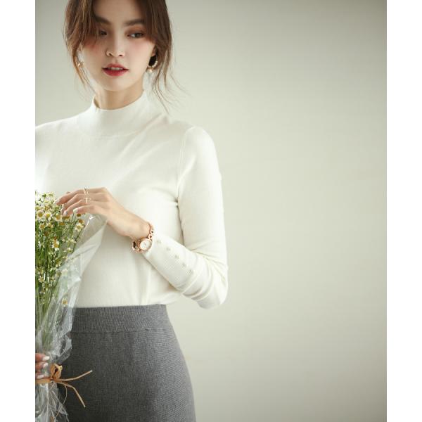 ニット 長袖 秋 冬 春 レディース ニットトップス ニットプルオーバー ハイネック 無地 ハイゲー...
