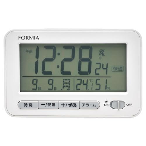 保土ヶ谷電子販売 HT-039RC ホワイト デジタル電波目覚まし時計 Formia フォルミア 見...