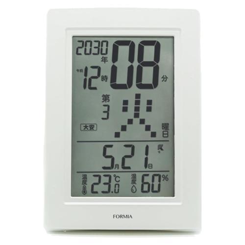 保土ヶ谷電子販売 HT-040RC ホワイト デジタル電波目覚まし時計 置き掛け兼用 Formia ...