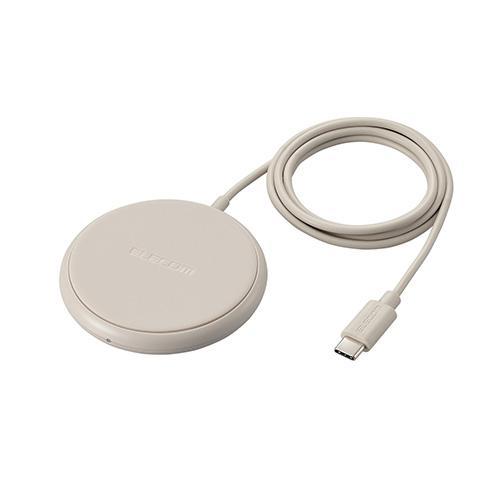 エレコム(ELECOM) W-QA25-BE(ベージュ) ワイヤレス充電器 Qi認証 5W 卓上 滑...