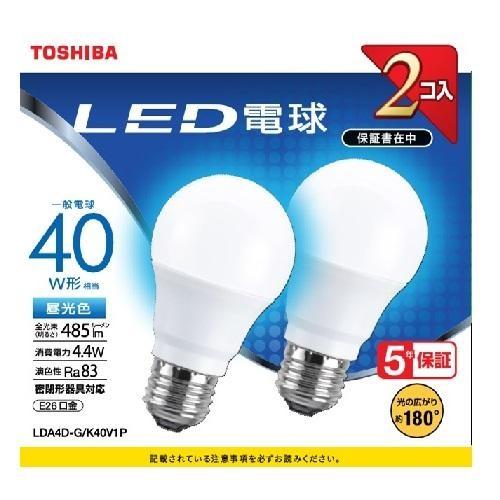 東芝(TOSHIBA) LDA4D-G/K40V1P LED電球2本パック(昼光色) E26口金 4...