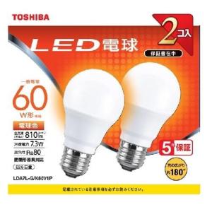 東芝(TOSHIBA) LDA7L-G/K60V1P LED電球2本パック(電球色) E26口金 60W形相当 810lm｜イーベスト