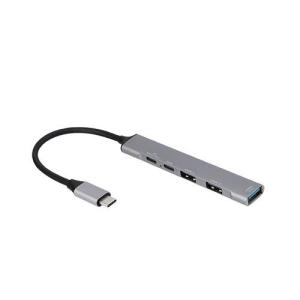 ナカバヤシ UH-C3384-GY(グレー) PD対応USB3.2 gen1+2.0 4ポートアルミハブ｜ebest