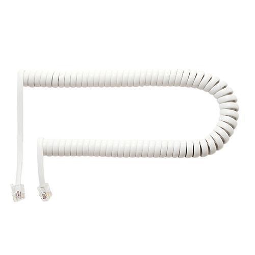 ミヨシ DC-J403L-WH ホワイト 受話器用 カールコード クロス結線 片側ロングタイプ 4極...