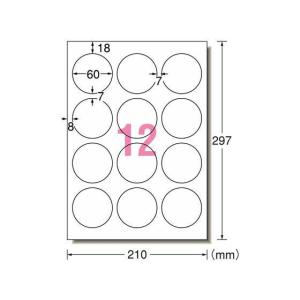 エーワン IJラベル[光沢紙]A4 12面 丸型60mm 10枚[代引不可]｜ebest