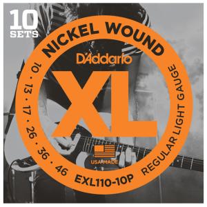 D'Addario ダダリオ エレキギター弦 EXL110 10P 10セットパック RegularLight レギュラーライト .010-.046 EXL-110｜ebisound