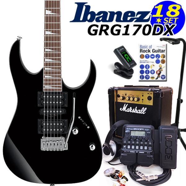 Ibanez アイバニーズ GRG170DX BKN エレキギター 初心者セット18点 マーシャルア...