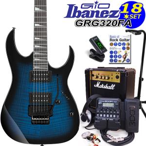 Gio Ibanez アイバニーズ GRG320FA TBSエレキギター 初心者セット18点 マーシャルアンプ ZOOM G1XFour付き｜ebisound