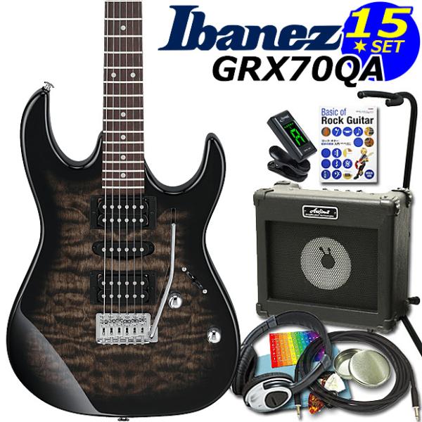 GIo Ibanez アイバニーズ GRX70QA TKS エレキギター 初心者セット15点　