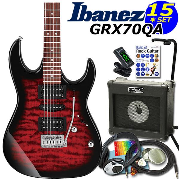 GIo Ibanez アイバニーズ GRX70QA TRB エレキギター 初心者セット15点　