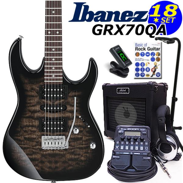 Ibanez アイバニーズ GRX70QA TKS エレキギター 初心者セット18点 ZOOM G1...