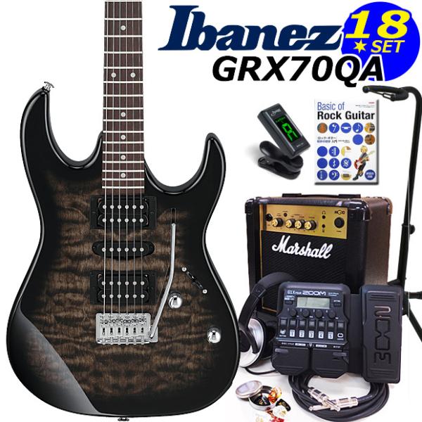 Ibanez GRX70QA TKS エレキギター マーシャルアンプ付 初心者セット18点 ZOOM...