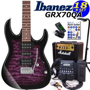 Ibanez アイバニーズ GRX70QA TVT エレキギター マーシャルアンプ付 初心者セット18点 ZOOM G1XFour付き｜ebisound