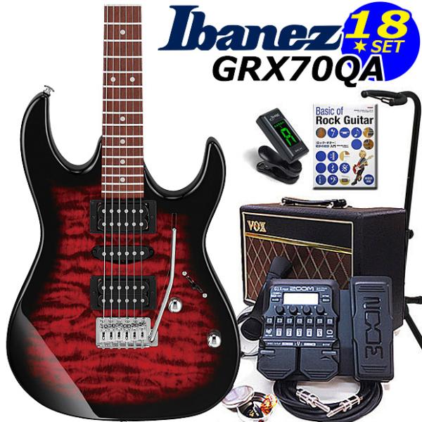 Ibanez アイバニーズ GRX70QA TRB エレキギター 初心者セット18点 VOXアンプ　...