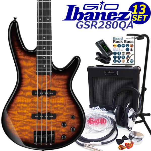 Gio Ibanez GSR280QA-TYS アイバニーズ 4弦エレキベース 入門13点セット