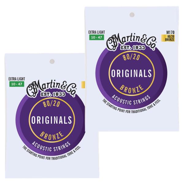 2セット Martin マーチン M-170 アコースティックギター弦 80/20 BRONZE マ...