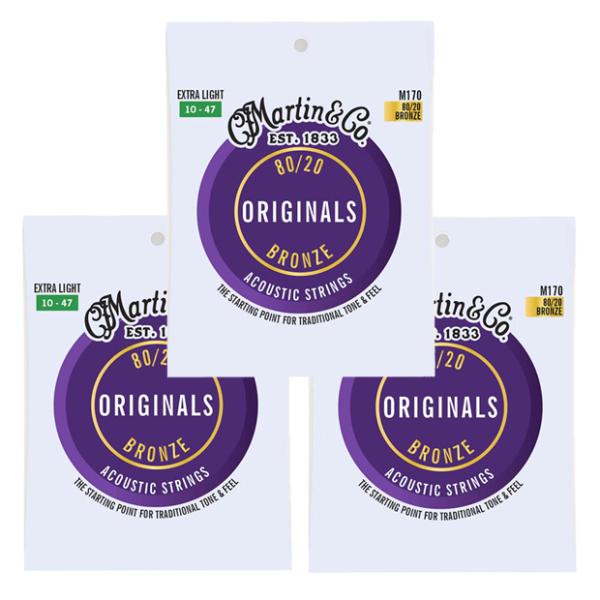 3セット Martin マーチン M-170 アコースティックギター弦 80/20 BRONZE マ...