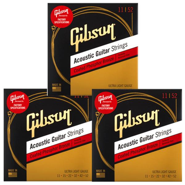 3セット GIBSON ギブソン アコースティックギター弦 Coated Phosphor Bron...