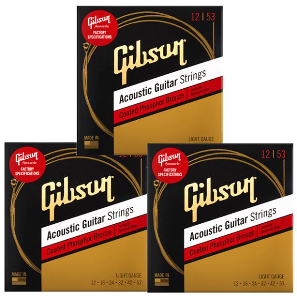 3セット GIBSON ギブソン アコースティックギター弦 Coated Phosphor Bron...