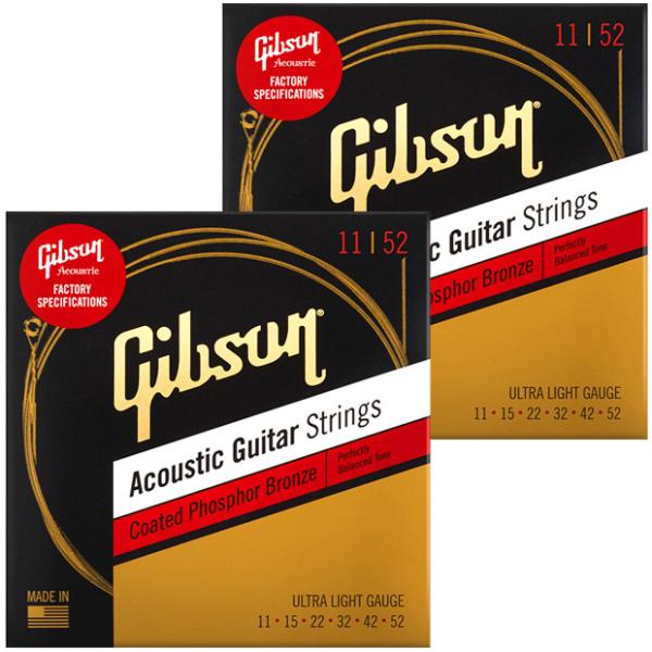 2セット GIBSON ギブソン アコースティックギター弦 Coated Phosphor Bron...