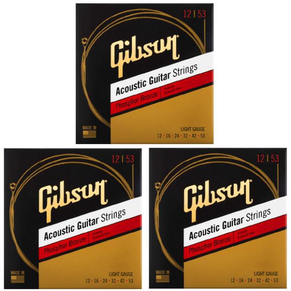3セット GIBSON ギブソン アコースティックギター弦 Phosphor Bronze SAG-...