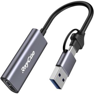 RayCue HDMI キャプチャーボード Switch対応 ビデオキャプチャカードゲームキャプチャー 4K入力＆1080P出力 USB&Typ