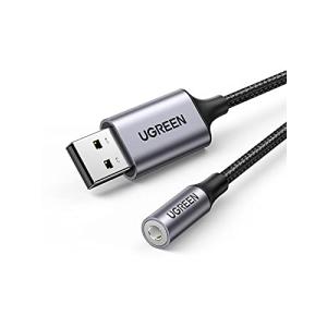 UGREEN USB オーディオ 変換アダプタ USB2.0 to 3.5mm 変換ケーブル 外付け サウンドカード 4極 TRRS 変換 イヤ｜ebisstore333