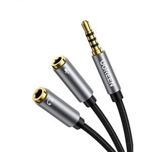 UGREEN 3.5mm オーディオケーブル 変換ケーブル 4極/TRRS 3極 3.5mm 分配ケーブル 3.5mm オス to 2*メス（ヘ｜ebisstore333