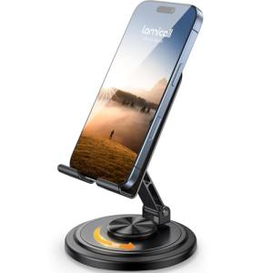 360度回転・カチカチ音 軽量 折り畳み スマホスタンド Lamicall : ABS アルミ 卓上 コンパクト 角度 回転 携帯 置き ア