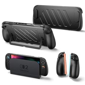 JSAUX 分体式保護ケースSwitch 2対応　TPU製ミドルフレーム＆PC製フェイスカバー｜滑り止め付きエルゴノミックグリップ｜ゲームカ