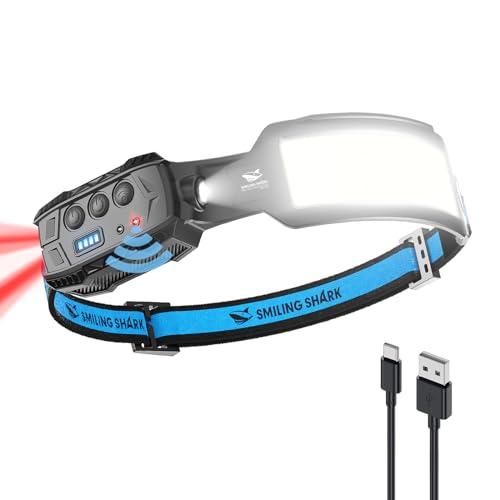 Smiling Shark ヘッドライト USB充電式 7倍高輝度照明 5000 mAh 長時間使用...
