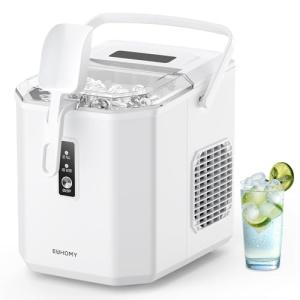 EUHOMY 製氷機 家庭用 ハンドル付き氷バスケット ポータブル 5.66kg最短6分 高速製氷 自動洗浄機能 小型 卓上製氷機 大容量水