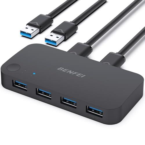 BENFEI USB 3.0 スイッチ、USB スイッチャー 2 台のコンピュータで 4 USB を...
