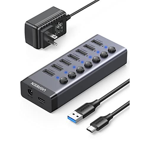 UGREEN USB ハブ 7ポートUSB3.0 hub 5Gbps高速伝送 セルフパワー対応 DC...