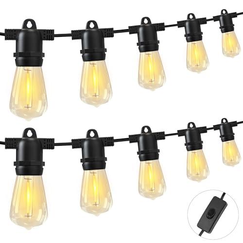 Benature LEDストリングライト 屋外 防雨型 電球色 延長コード スイッチ付き 14.8m...