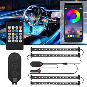 新規 SUPAREE 車用LEDテープ LEDテープライト 12V RGB フルカラー 音に反応 足元灯 カーチャージャー式 車内装飾用 フット｜ebisstore333