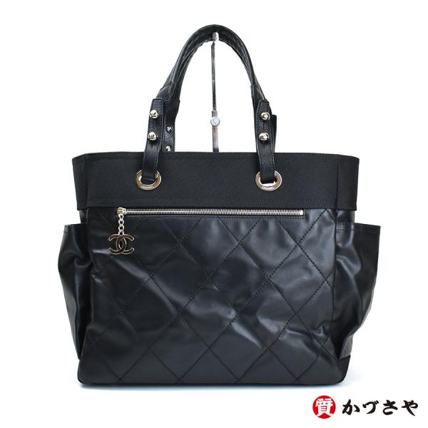 CHANEL　シャネル　パリビアリッツトートGM　トワル/レザー