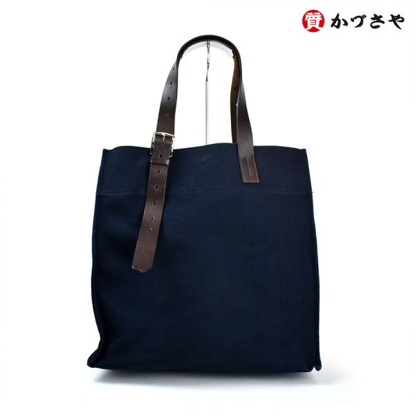 HERMES　エルメス　エトリヴィエール　トワル／レザー　ネイビー　シルバー金具　□N刻印