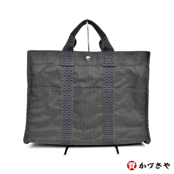 HERMES　エルメス　エールライン　トートバッグ　MM　グレー　シルバー金具　キャンバス