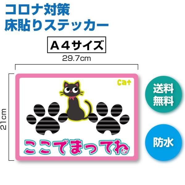 足跡ステッカー　ネコ　床貼り　シール　かわいい　Ａ４