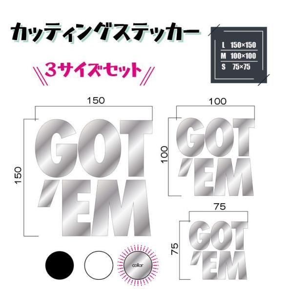 GOT'EM ゴッテム　カッティングシート　3枚セット（L/M/S）シルバー　銀　スニーカー　GET...