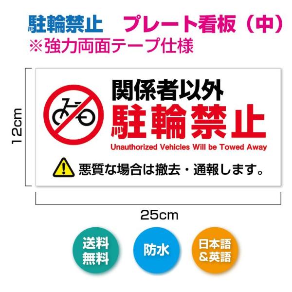 駐輪禁止 プレート看板（中）