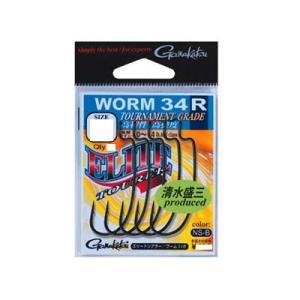がまかつ エリートツアラー ワーム34R NSブラック 6/0号(3本入) 【ハリ・フック】