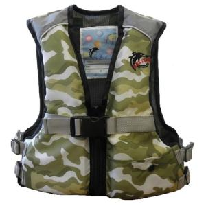 Jr.フローティングベスト 笛付き カモ M ファインジャパン FV-6116 ライフジャケット 子供用