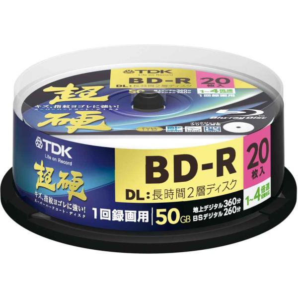 TDK 録画用ブルーレイディスク 超硬シリーズ BD-R DL 50GB 1-4倍速 ホワイトワイド...