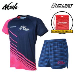 ニシスポーツ 半袖Tシャツ ランニングショートパンツ セットアップ メンズ レディース N63-0GAF 2811A019 陸上 ウェア 上下組 ネイビー NISHI